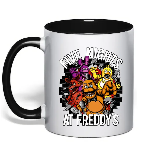 Чашка с цветной ручкой Five nights at Freddy Черный фото