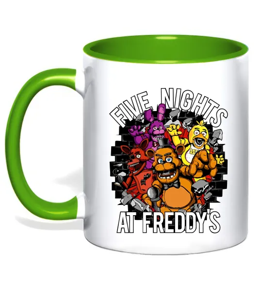 Чашка с цветной ручкой Five nights at Freddy Лаймовый фото