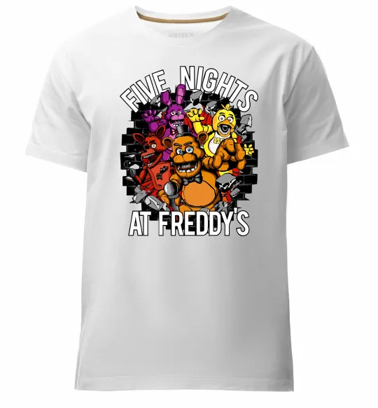 Мужская премиум футболка Five nights at Freddy Белый фото