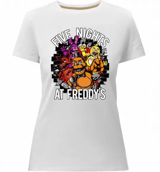Женская премиум футболка Five nights at Freddy Белый фото
