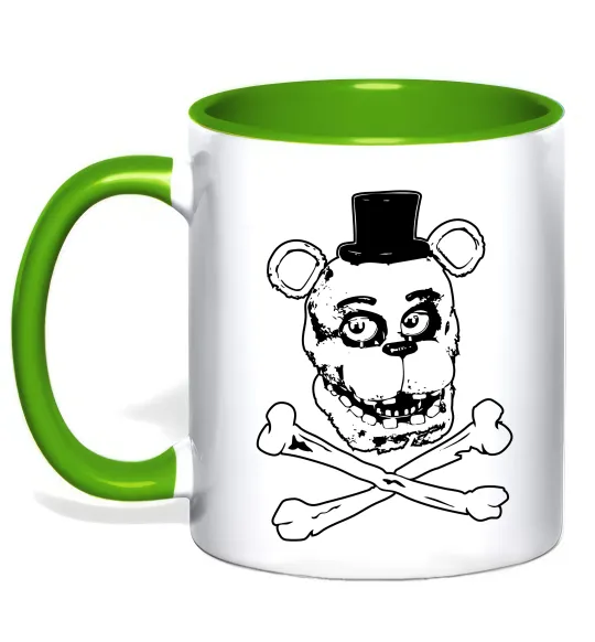 Чашка с цветной ручкой Фредді кістки Лаймовый фото