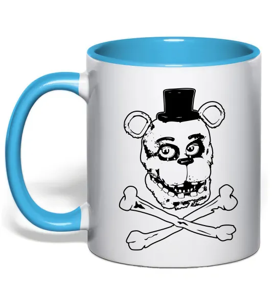 Чашка с цветной ручкой Фредді кістки Голубой фото