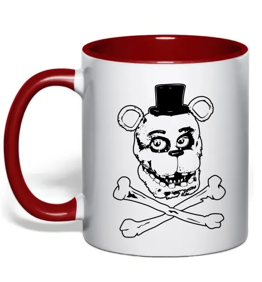 Чашка с цветной ручкой Фредді кістки Красный фото