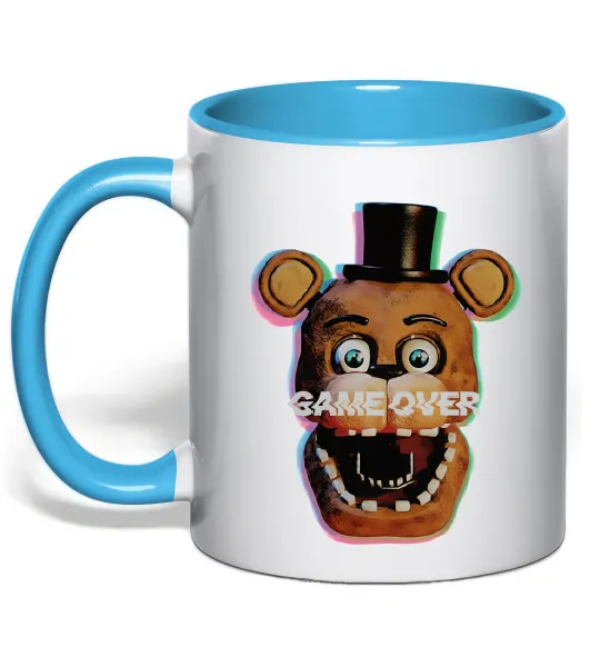 Чашка с цветной ручкой Freddy game over Голубой фото