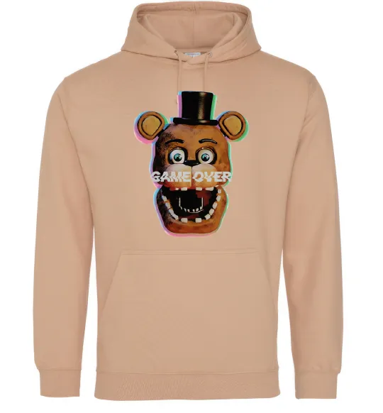 Мужская толстовка (худи) Freddy game over Песочный фото