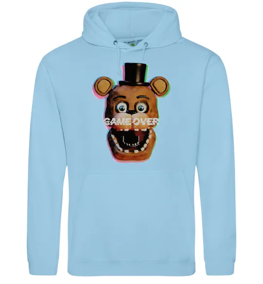 Мужская толстовка (худи) Freddy game over Голубой фото