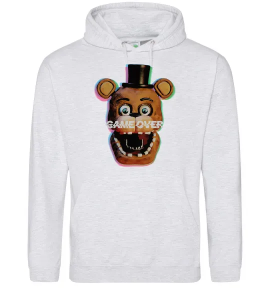 Женская толстовка (худи) Freddy game over Серый меланж фото