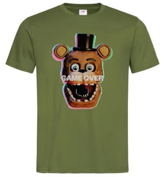 Мужская футболка Freddy game over Оливковый фото