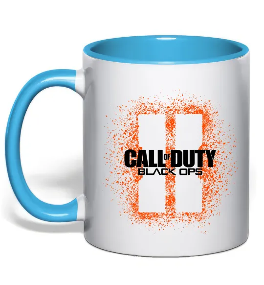 Чашка з кольоровою ручкою Black Ops spray Блакитний фото