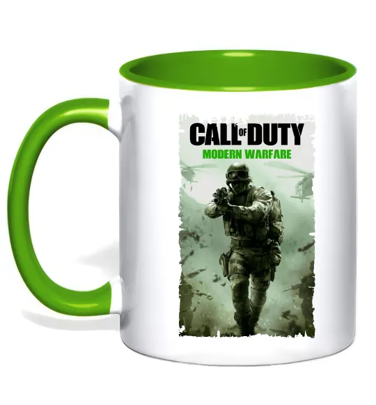 Чашка с цветной ручкой Modern Warfare Лаймовый фото