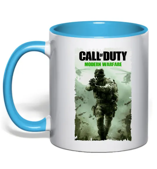 Чашка с цветной ручкой Modern Warfare Голубой фото