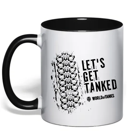 Чашка з кольоровою ручкою World of tanks Let`s get tanked Чорний фото