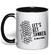 Чашка з кольоровою ручкою World of tanks Let`s get tanked Чорний фото