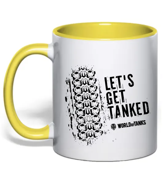 Чашка з кольоровою ручкою World of tanks Let`s get tanked Лимонний фото
