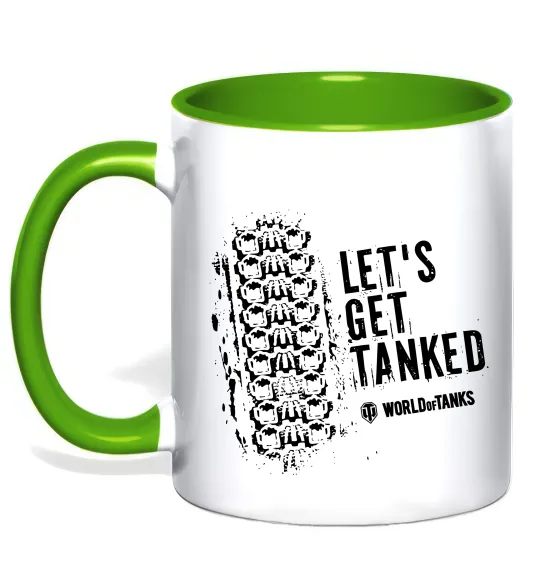 Чашка з кольоровою ручкою World of tanks Let`s get tanked Лаймовий фото