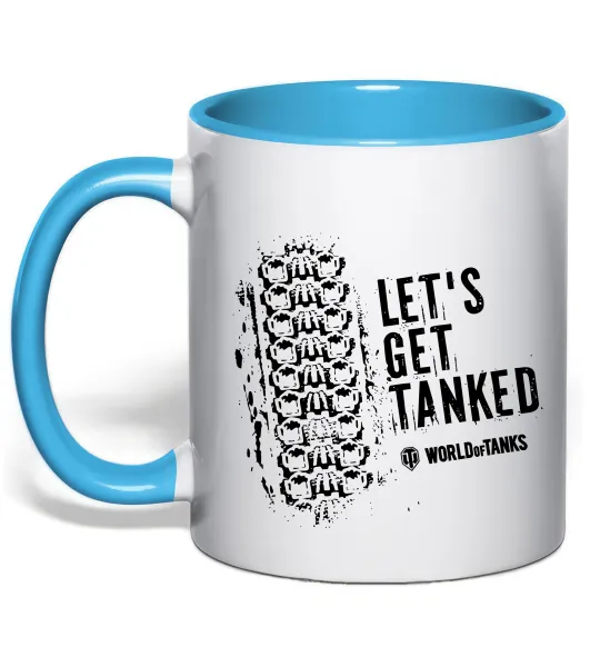 Чашка з кольоровою ручкою World of tanks Let`s get tanked Блакитний фото