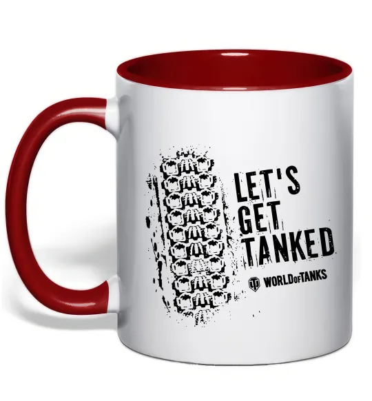 Чашка з кольоровою ручкою World of tanks Let`s get tanked Червоний фото