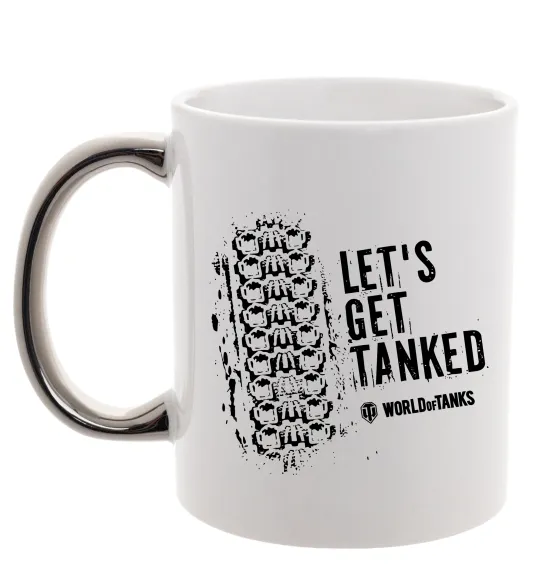 Чашка з кольоровою ручкою World of tanks Let`s get tanked Срібло фото