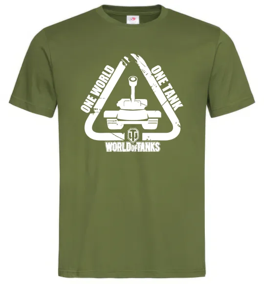 Чоловіча футболка One world one tank Оливковий фото