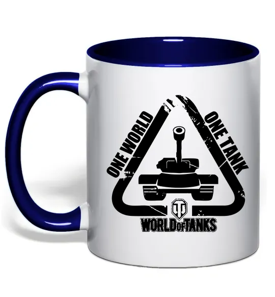 Чашка з кольоровою ручкою One world one tank Глибокий темно-синій фото