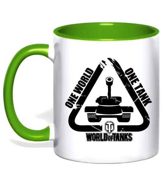 Чашка з кольоровою ручкою One world one tank Лаймовий фото