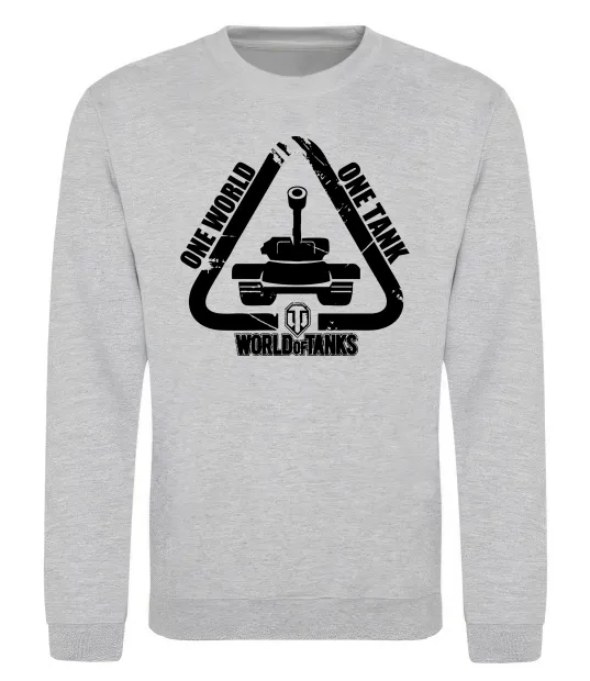 Світшот One world one tank Сірий меланж фото