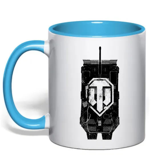 Чашка с цветной ручкой World of Tanks STRV Голубой фото