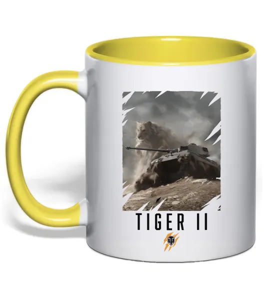 Чашка з кольоровою ручкою WoT Tiger II Лимонний фото