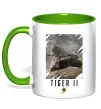 Чашка з кольоровою ручкою WoT Tiger II Лаймовий фото