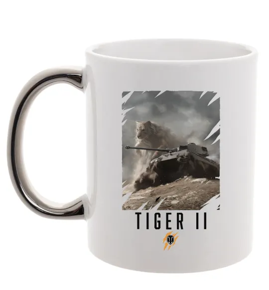 Чашка з кольоровою ручкою WoT Tiger II Срібло фото