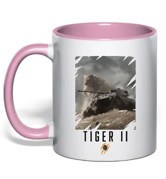 Чашка з кольоровою ручкою WoT Tiger II Ніжно рожевий фото