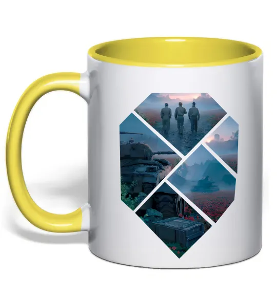 Чашка з кольоровою ручкою WoT collage Лимонний фото