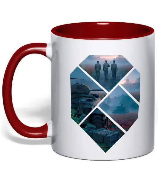 Чашка з кольоровою ручкою WoT collage Червоний фото