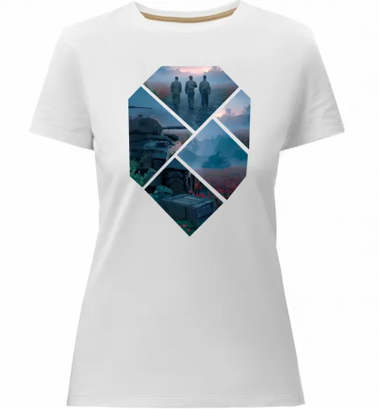 Жіноча преміум футболка WoT collage Білий фото