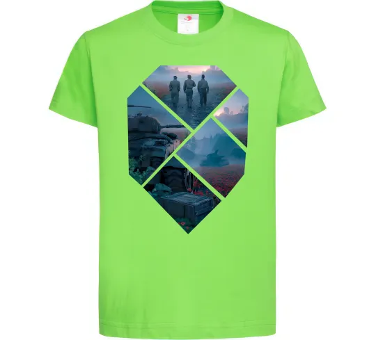 Дитяча футболка WoT collage Лаймовий фото