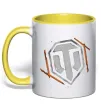 Чашка з кольоровою ручкою World of Tanks logo spray Сонячно жовтий фото
