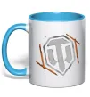 Чашка з кольоровою ручкою World of Tanks logo spray Блакитний фото