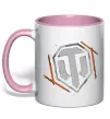 Чашка з кольоровою ручкою World of Tanks logo spray Ніжно рожевий фото