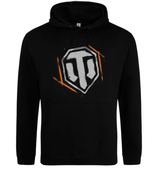 Чоловіча толстовка (худі) World of Tanks logo spray Чорний фото