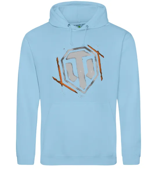 Чоловіча толстовка (худі) World of Tanks logo spray Блакитний фото