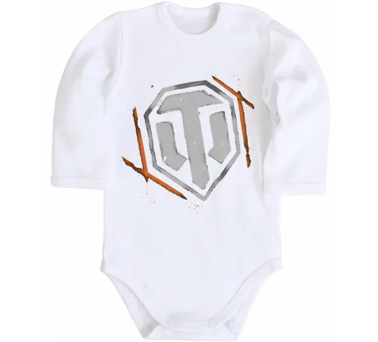 Дитячий бодік World of Tanks logo spray Білий фото