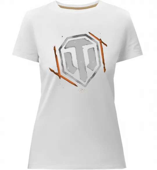 Жіноча преміум футболка World of Tanks logo spray Білий фото