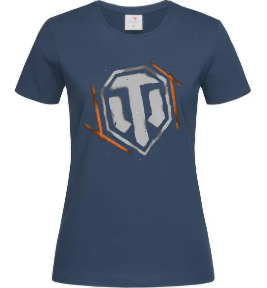Жіноча футболка World of Tanks logo spray Темно-синій фото