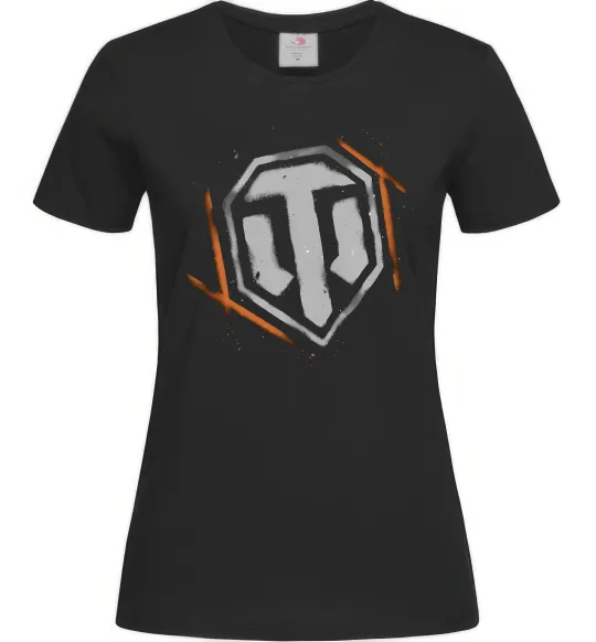 Жіноча футболка World of Tanks logo spray Чорний фото