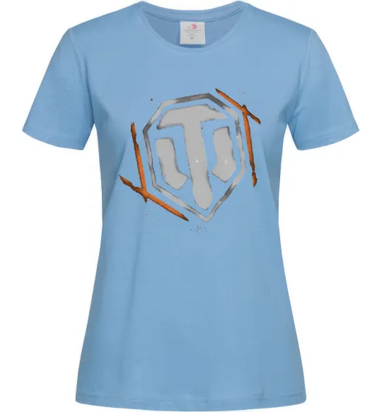 Жіноча футболка World of Tanks logo spray Блакитний фото