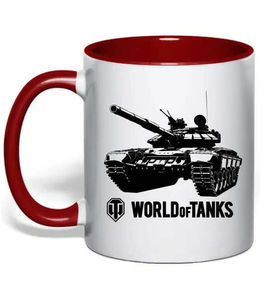 Чашка з кольоровою ручкою World of Tank Червоний фото