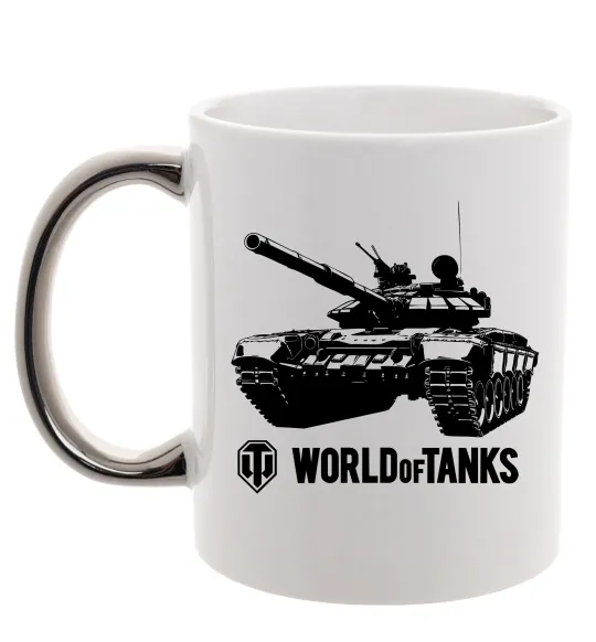 Чашка з кольоровою ручкою World of Tank Срібло фото
