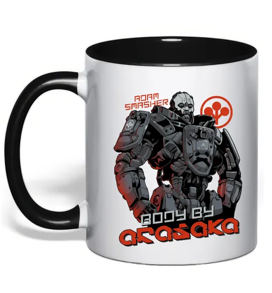 Чашка з кольоровою ручкою Cyberpunk Adam Smasher Чорний фото