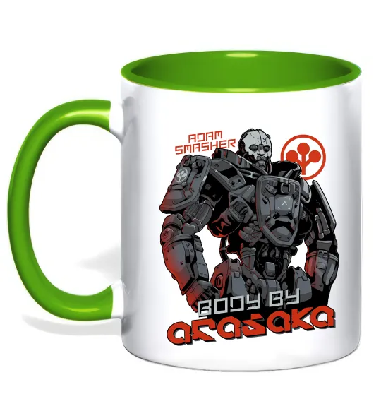 Чашка з кольоровою ручкою Cyberpunk Adam Smasher Лаймовий фото