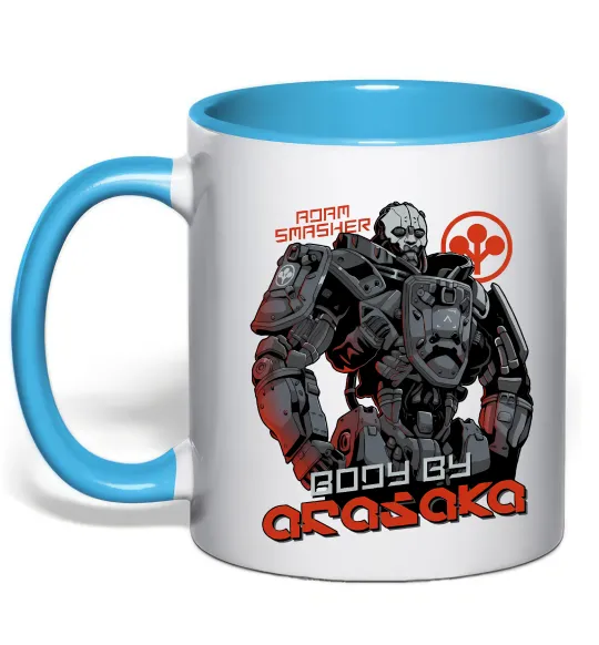 Чашка з кольоровою ручкою Cyberpunk Adam Smasher Блакитний фото